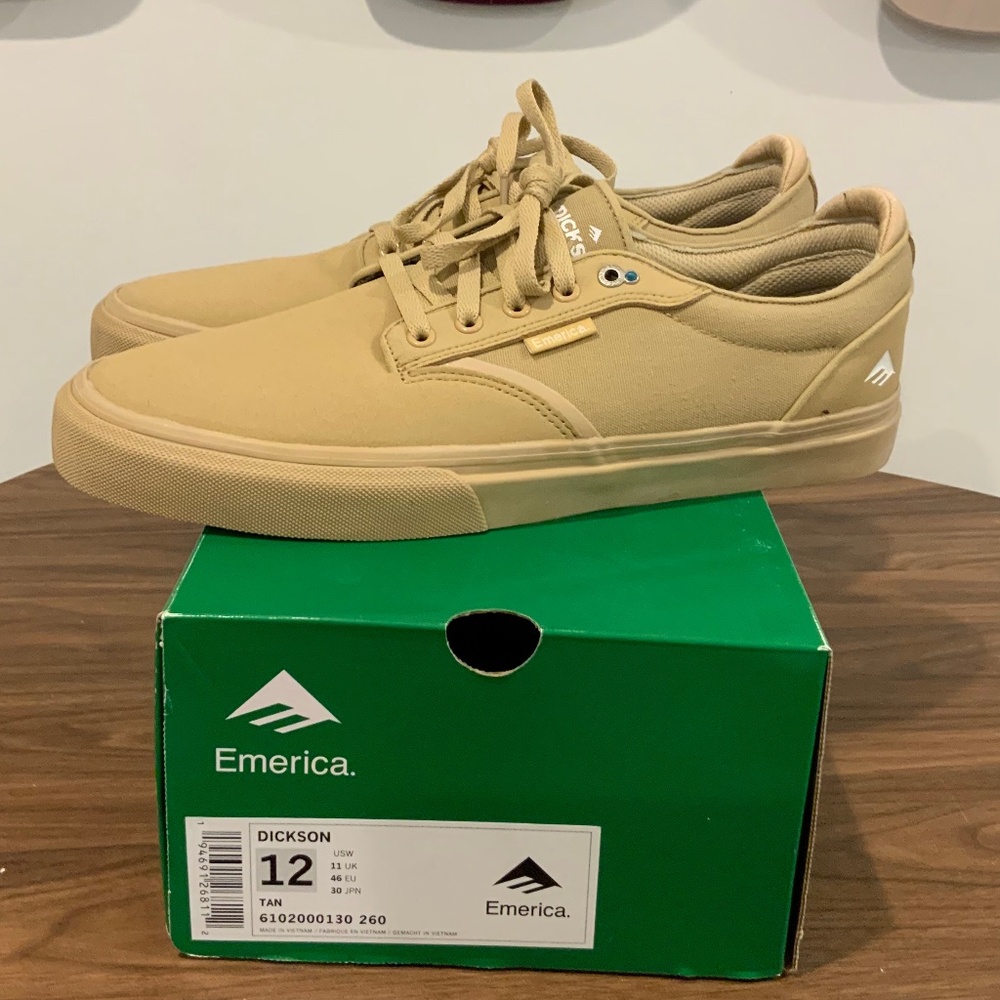 Emerica Dickson tan 12 vegan skate shoes